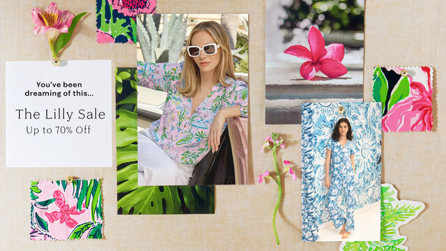 Collage of images of models wearing colorful clothing